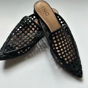 INC International Concepts Black Perforated Mules